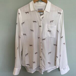 Rails (S) White Button-Up with Cheetah Print